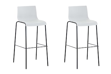 Set 2x Taburete Hover con Asiento de Plástico & Base de Metal Blanco/Negro