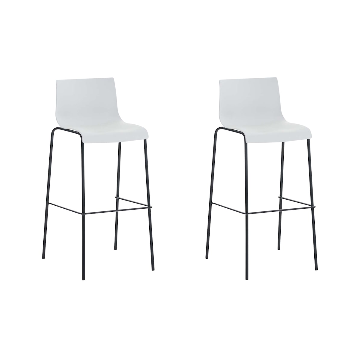 Set 2x Taburete Hover con Asiento de Plástico & Base de Metal Blanco/Negro