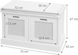 thumbnail of Décoshop26 - Bank aus weißem Paulowniaholz und MDF mit weißem Kissen und Aufbewahrungsboxen 47x75x40cm BAN04054
