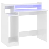 thumbnail of vidaXL Bureau met LED-verlichting 97x45x90 cm hout hoogglans wit