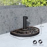thumbnail of Outsunny base de sombrilla peso 9 kg soporte para parasol de resina en forma de semicírculo para poste de paraguas de Ø3,8 cm y Ø4,8 cm 50x31x32 cm