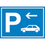 thumbnail of Auto PKW Parkplatz Schild mit Richtungspfeil links waagerecht A4 Rückseite selbstklebend