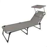 thumbnail of Tumbona plegable playa c/parasol y cojín acolchado gris Aktive