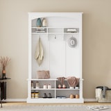 thumbnail of Garderobenset mit Bank 120x40x190 Flurgarderobe Schuhablage 2 Einlegeböden Sitzbank Stauraum modern Weiß