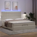 thumbnail of vidaXL Ottoman-Bett mit Matratzen & LEDs Weiß 200x200 cm Kunstleder