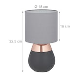thumbnail of Relaxdays Nachttischlampe Touch dimmbar, moderne Touch Lampe, 3 Stufen, E14, Tischlampe, HxD: 32,5 x 18 cm, grau-kupfer
