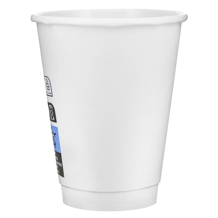 MONOUSO - Doppelwandiger Kartonbecher Glatter Weißer 12Oz/360ml Ø9,0cm (500 Stück)