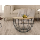 thumbnail of Couchtisch Wohnzimmer-Tisch rund  ø 55 cm  Beistelltisch Metall Gestell Tischplatte Holz massiv : weiß gekälkt