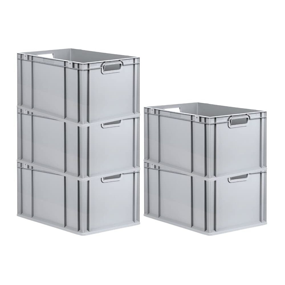PROREGAL SparSet 5x Eurobox NextGen Economy, Griffe offen, HxBxT 32x40x60cm, 65 Liter, Eurobehälter, Box, Transportbehälter