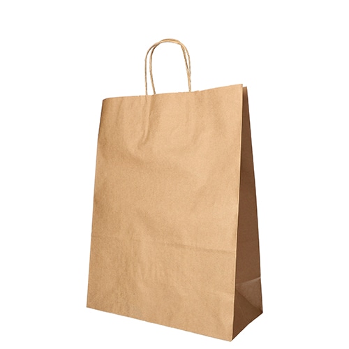 PAPSTAR 25 Tragetaschen, Papier 35 cm x 26 cm x 12 cm braun mit gedrehtem Tragegriff