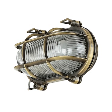 Aplique de parede SKIATHOS Latão antigo 1x E27 máx. 18W | Latão genuíno e vidro | Iluminação exterior marítima LE23553