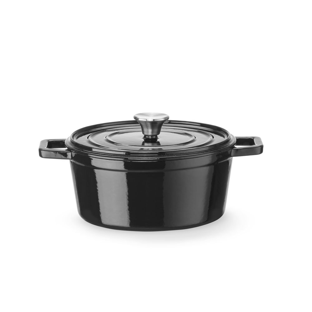 HENDI Braadpan geëmailleerd gietijzer, 3,7L, Zwart, 317x240x(H)105mm