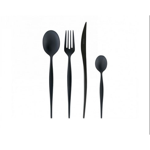 natura black diamond, schwarzes stahlbesteckset, 24-teilig, in fensterbox, casa bugatti