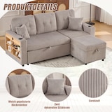 thumbnail of Merax 3-Sitzer-Schlafsofa mit Schlaffunktion, Mehrfunktionales Cord-Sofa mit  USB-C, Hellgrau