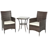 thumbnail of Conjunto de Muebles de Exterior de Ratán 1 Mesa 2 Sillas Estructura Metal Marrón