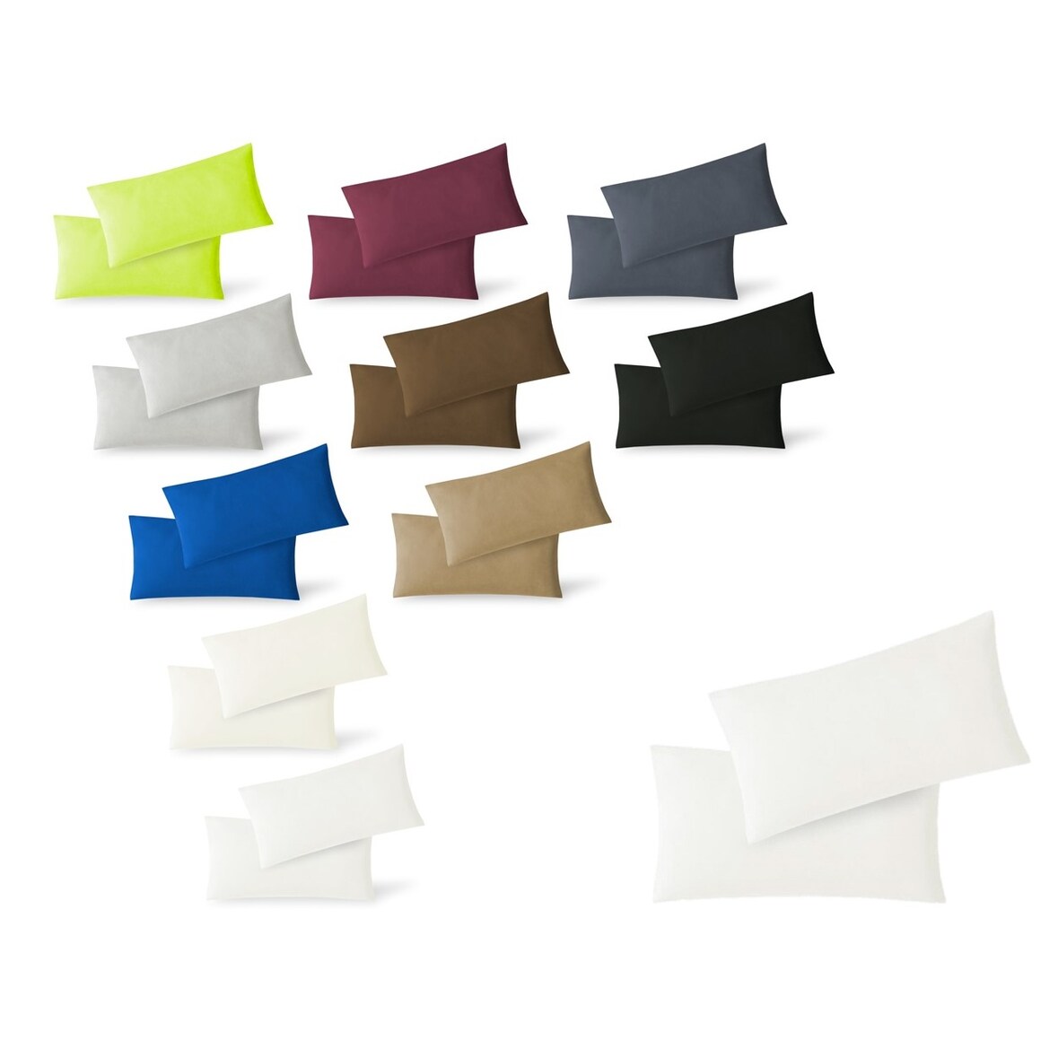 Kissenhülle Kissenbezug Doppelpack mit Reißverschluss hochwertige Jersey Qualität Weiss 40 x 80 cm