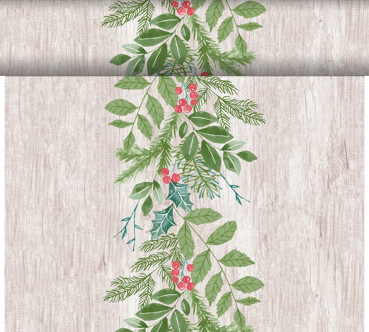 Duni Dunicel® Tête-à-Tête-Tischläufer 0,4 x 24 m Winter Greenery, 4 Stk/Krt (4 x 1 Stk)