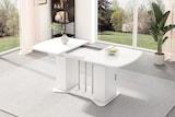 thumbnail of Ausziehbarer Esstisch 160x80x75 cm MDF Weiß+Silber mit Stauraum an Tischbeinen, klassisches Design, pflegeleichte Oberfläche, für 4 bis 6 Personen