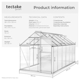thumbnail of tectake Serre en aluminium avec fondation, 185x375x195cm 375 x 185 x 195 cm Blanc Transparent