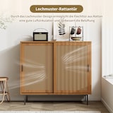 thumbnail of Merax Sideboard Küchenschrank, Kommode Aufbewahrungsschrank mit 2 Schiebetüren und Verstellbare Ablage, Landhausstil Beistellschrank B100/H90/T37 cm