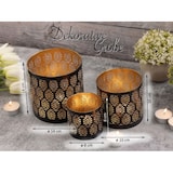 thumbnail of Kerzenständer 3er Set Windlicht Teelichthalter rund schwarz gold