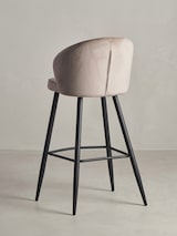 thumbnail of Barhocker Samt Beige Hocker mit Lehne 56x102,5x52,5 cm, Küchenhocker Skandinavisch Stoff / Metall 110 kg, Design Barstuhl Tresenhocker, Bistrohocker