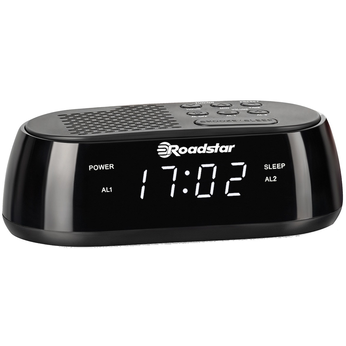 Rádio Relógio Roadstar CLR-2477, Rádio FM, Sintonizador PLL, 20 memórias