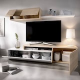 thumbnail of Dmora Parete attrezzata Baker, Set da soggiorno modulare ad angolo, Mobile salotto porta TV multiposizione, 201x41h180 cm, Bianco e Rovere
