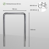 thumbnail of 2 x Fahrradanlehnbügel 118 x 78 cm Edelstahl Ø 60 mm grau Typ U Einbetonieren Fahrradständer Parker Typ U