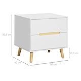 thumbnail of HOMCOM mesita de noche con 2 cajones y patas de madera mesilla de noche para dormitorio salón cama oficina estilo moderno 50x40x50,5 cm blanco