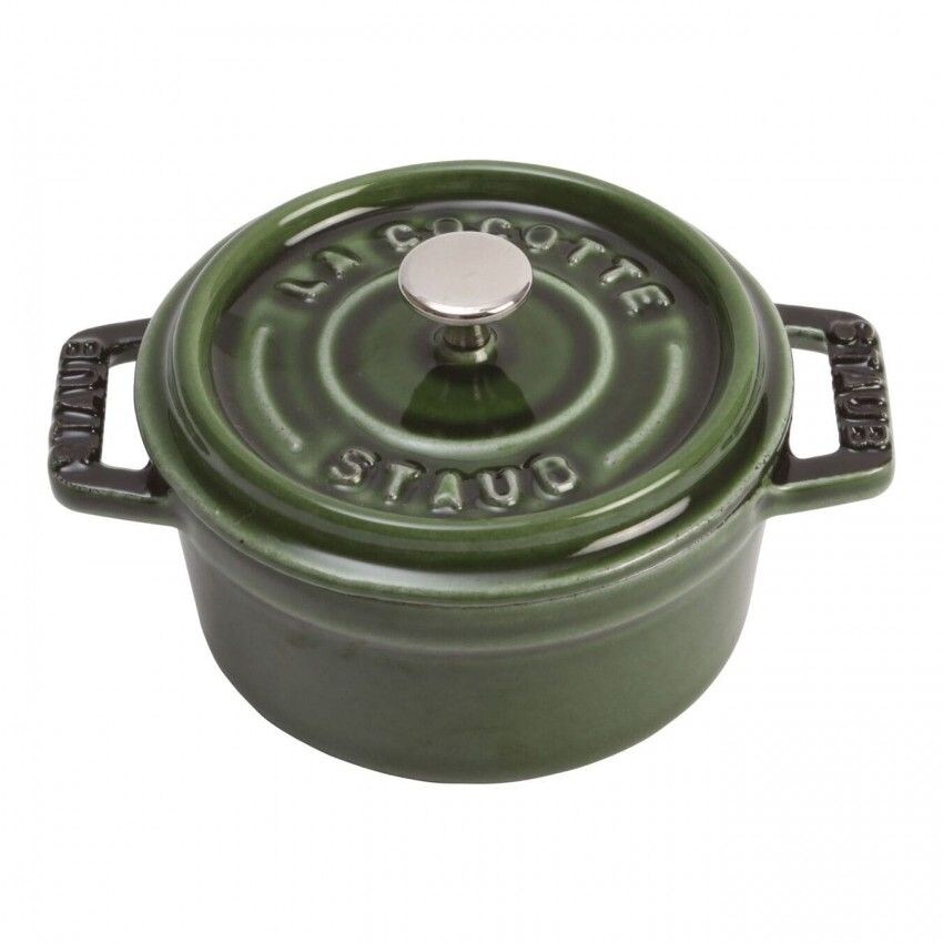 Mini Cocotte Redonda Staub 10 Cm Color Verde Albahaca
