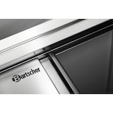 thumbnail of Werkbank RVS met 2 schuifdeuren en achteropstand | 700mm diep | 850mm hoog