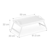 thumbnail of Relaxdays Betttablett Bambus, klappbar, mit Griffen, erhöhter Rand, zum Frühstücken & Servieren, HBT 22x61,5x30cm, weiß