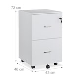 thumbnail of Relaxdays Rollcontainer, 2 Schubladen mit Hängeregister, HxBxT: 72 x 43 x 46 cm, abschließbarer Aktenschrank, weiß