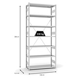 thumbnail of PROREGAL Fachbodenregal Stecksystem | Grundregal | HxBxT 300x130x50cm | 7 Ebenen | Fachlast 330 kg | Einseitig nutzbar | Lichtgrau