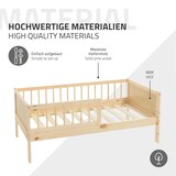 thumbnail of ML-Design Kinderbett 70x140 cm Natur, Holzbett mit Lattenrost & Rausfallschutz, Jugendbett aus massivem Kiefernholz, Montessori Einzelbett Babybett