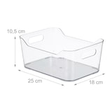 thumbnail of Relaxdays Kühlschrank Organizer, Lebensmittel Aufbewahrung, HBT 10,5 x 25 x 18 cm, Kühlschrankbox mit Griff, transparent