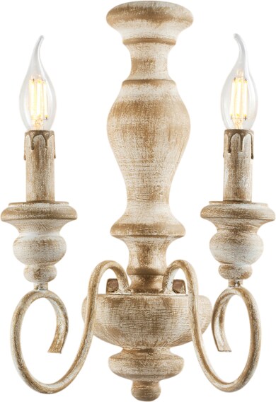 Cascina - Wandleuchte aus weißem und taubengrauem Holz und Eisen, 2 Lichter .25 - P.18 - BL265-AP2-BT