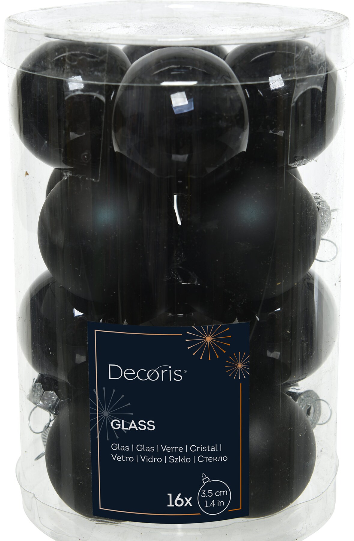 16 Weihnachtskugeln 35mm Glas Christbaumkugeln Weihnachtsbaumkugeln schwarz