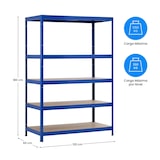 thumbnail of Estante modular de metal  com 5 prateleiras, capacidade de 1250 kg, 120 x 60 x 180 cm, azul Thinia Home