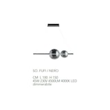 thumbnail of Lámpara colgante Led de metal y cristal soplado Fufi de Ondaluce 45w Regulable 3000k Negro