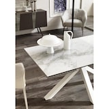 thumbnail of Ausziehbarer Tisch von 160 cm auf 240 cm, moderne Keramikplatte auf weißem Marmor aus gehärtetem Glas