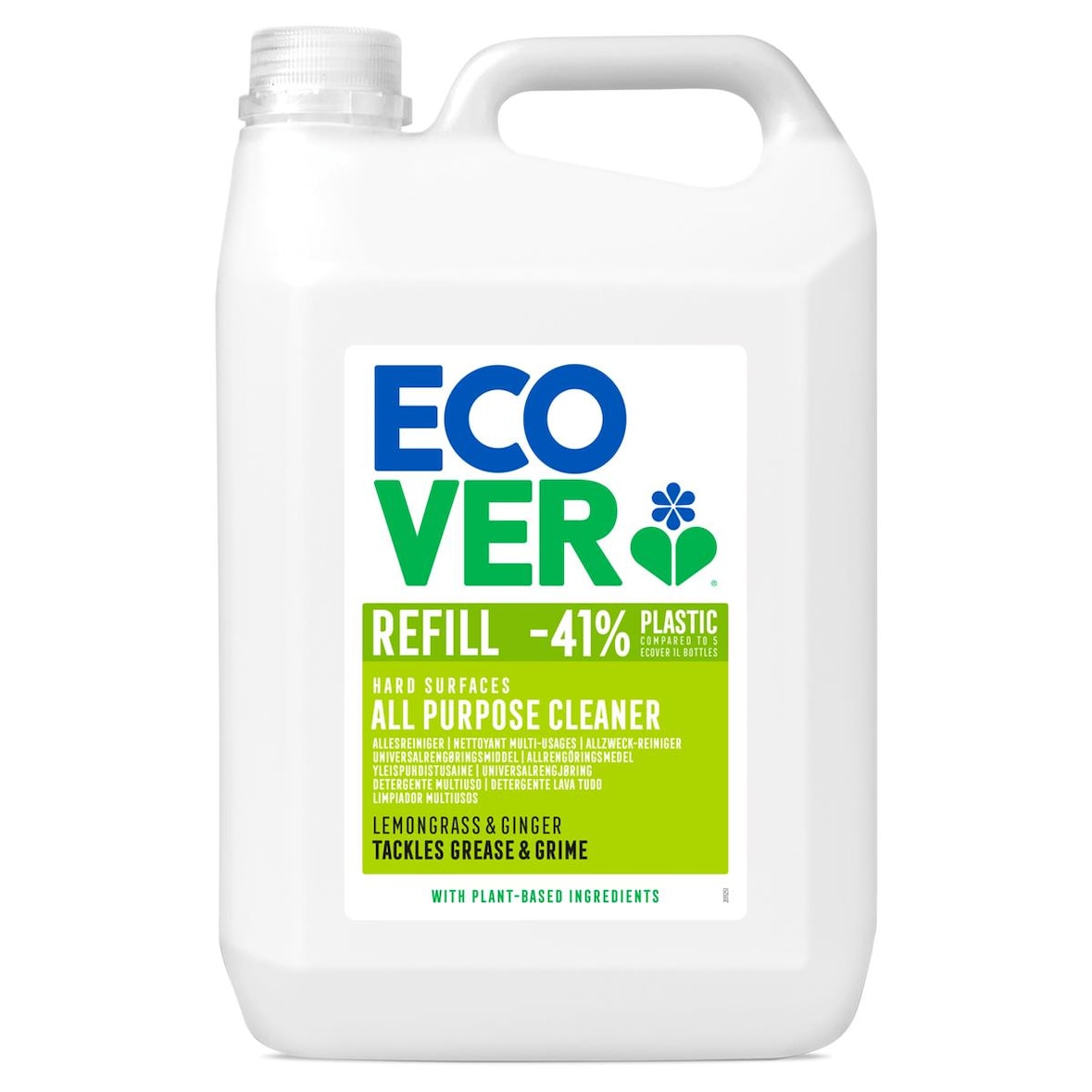 Frasco de 5 l de produto de limpeza universal Ecover, embalagem de 4