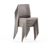 thumbnail of Set van 4 stapelbare stoelen van polypropyleen met glasvezel, voor tuin of binnengebruik, waterafstotend en duurzaam, modern design – MARIA – Tortora