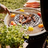 thumbnail of Barbecue à charbon de bois Kamado Céramique Gris - 2 zones de cuisson Grill & Fumoir Ø56cm - Barbecue mobile + 2 tablettes INTEC