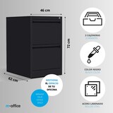 thumbnail of m-office Archivador Metálico Negro de Oficina con 2 Cajones y Cerradura para Carpetas A4 y Folios, Mueble Cajonera de 62 x 46 x 72 cm (1 und)