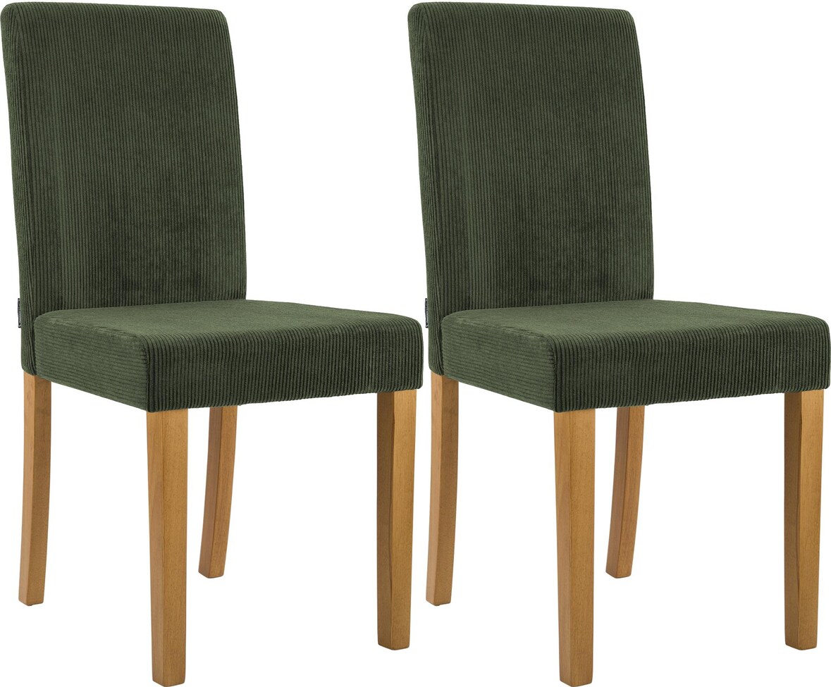 2er Set Esszimmerstuhl DALAN - Cord Grün 41x47x91 cm Antik-Hell | Essstühle Esszimmerstühle Küchenstühle Wohnzimmerstühle