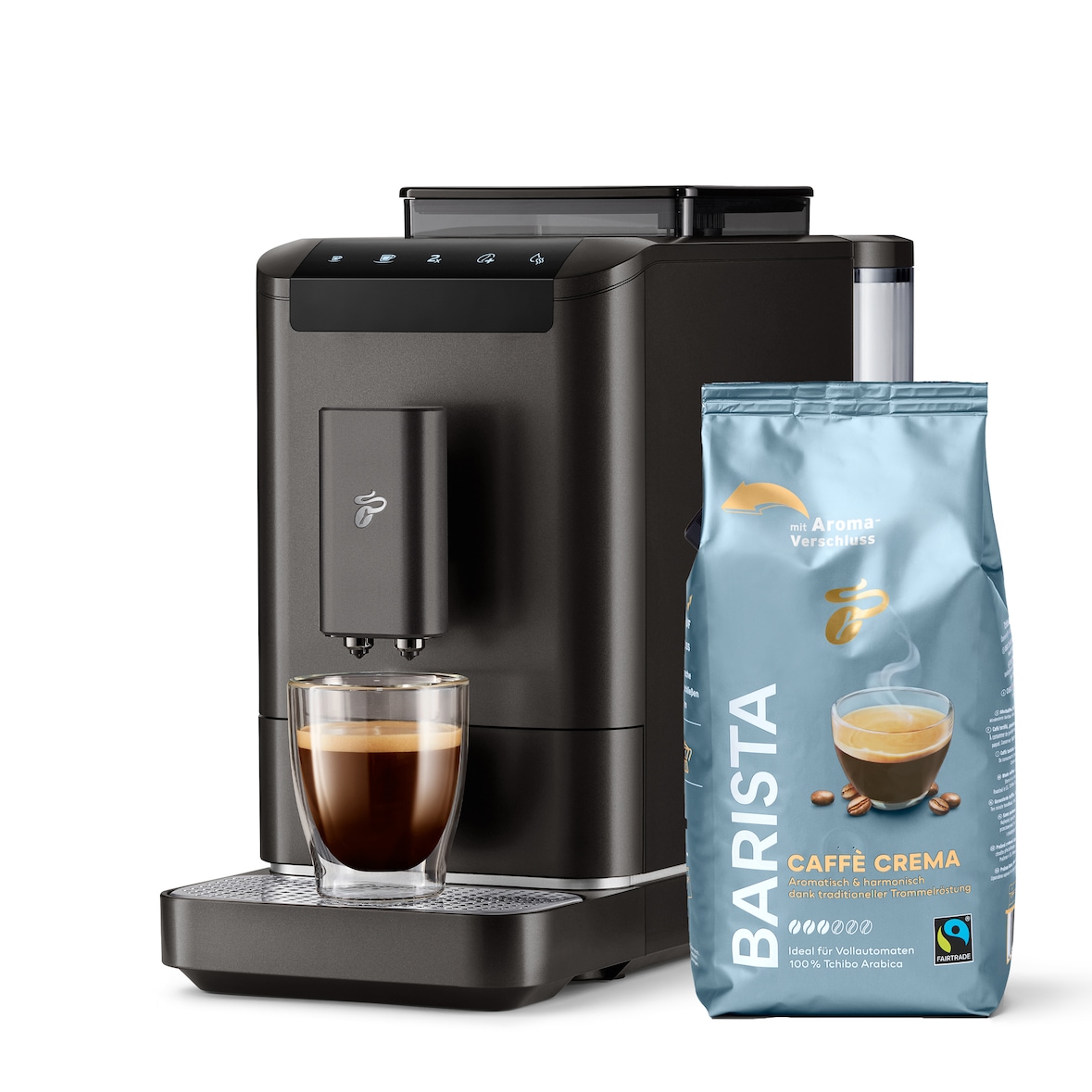Tchibo Kaffeevollautomat Esperto2 Caffè inkl. 1kg Barista, Granite Black