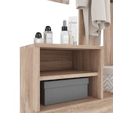 thumbnail of Set Di Mobili Da Ingresso Mobile Corridoio Specchio Scarpiera 6 Ganci Appendiabiti Guardaroba Arredo Arredamento Corridoio 160 x 85 x 24 Cm Rovere