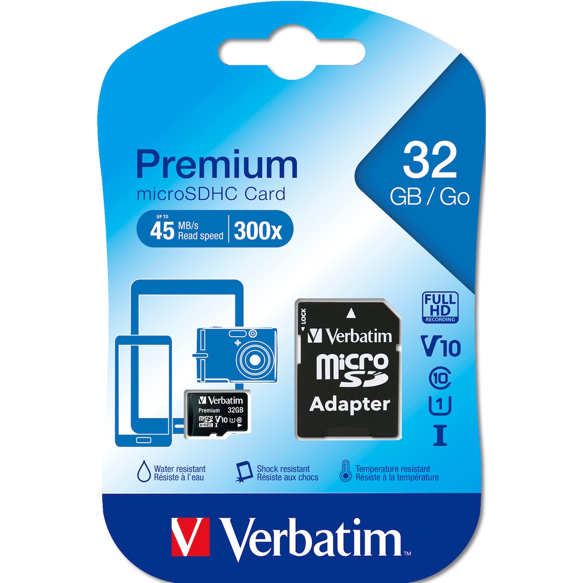 Verbatim microSDHC Speicherkarte 32 GB Class 10/U1